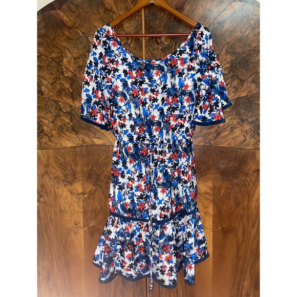 MILLY Rose Hibiscus Printed Silk Flutter Dress - Picture 3 of 6